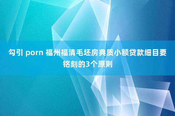 勾引 porn 福州福清毛坯房典质小额贷款细目要铭刻的3个原则