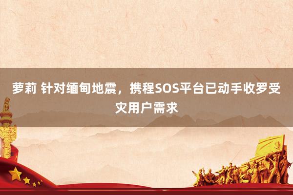 萝莉 针对缅甸地震，携程SOS平台已动手收罗受灾用户需求